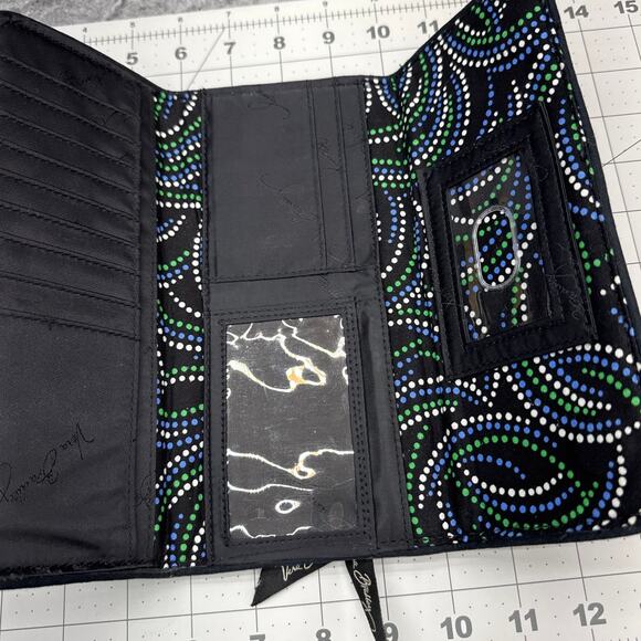 Vera Bradley Kiev Paisley Floral Black Quilted 4.5" x 9" Tri-Fold Wallet - Picture 6 of 6